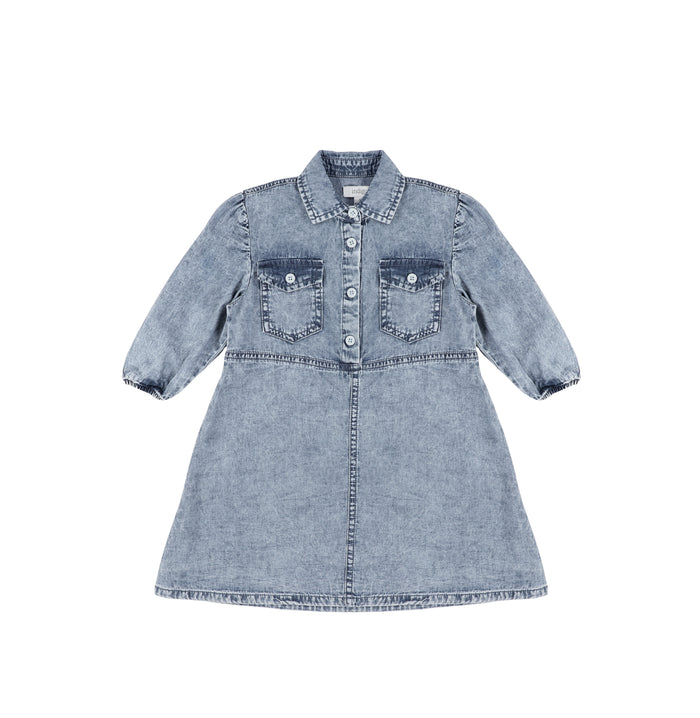 3/4 SLEEVES ACID WASH DRESS