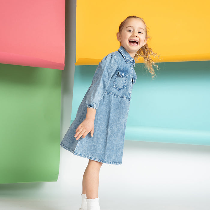 3/4 SLEEVES ACID WASH DRESS
