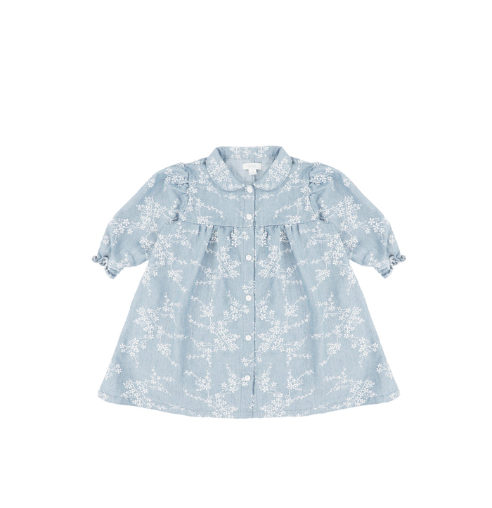 3/4 SLEEVES BLUE FLORAL DRESS
