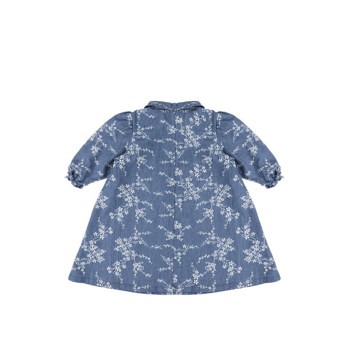 3/4 SLEEVES BLUE FLORAL DRESS
