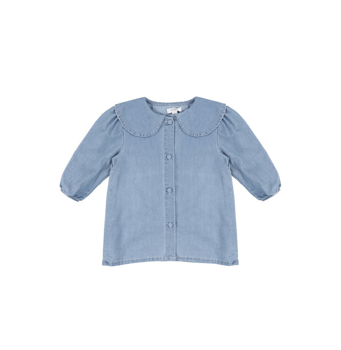 3/4 SLEEVES CHAMBRAY COLLAR TOP