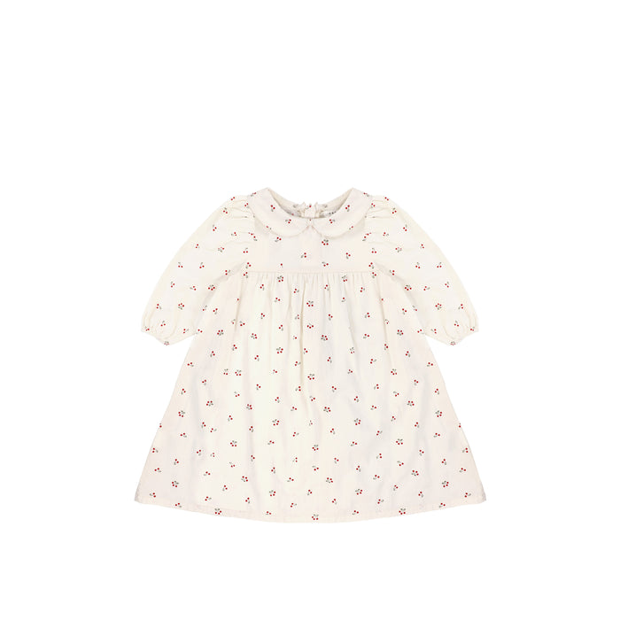 3/4 SLEEVES COLLAR CHERRY DRESS