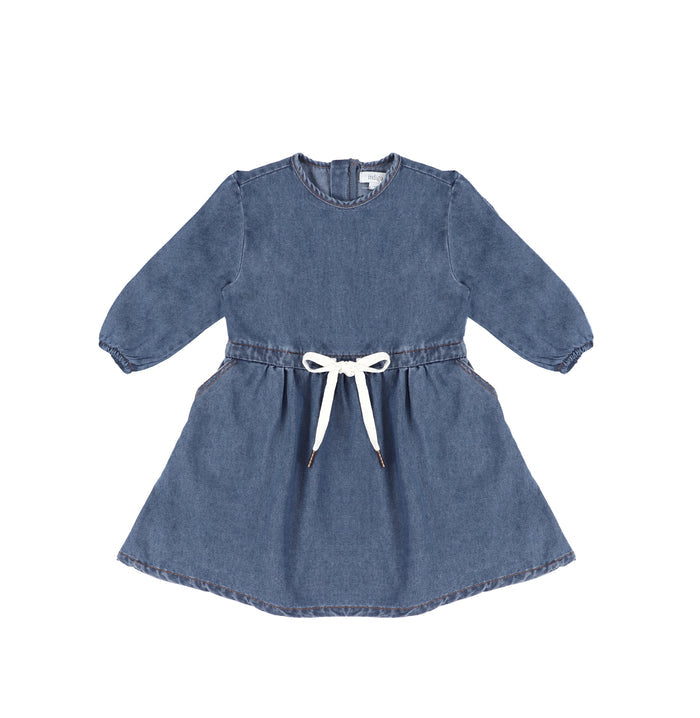 3/4 SLEEVES DRAWSTRING DRESS