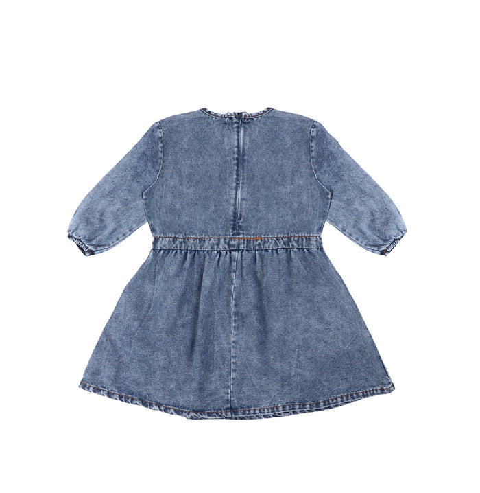 3/4 SLEEVES DRAWSTRING DRESS