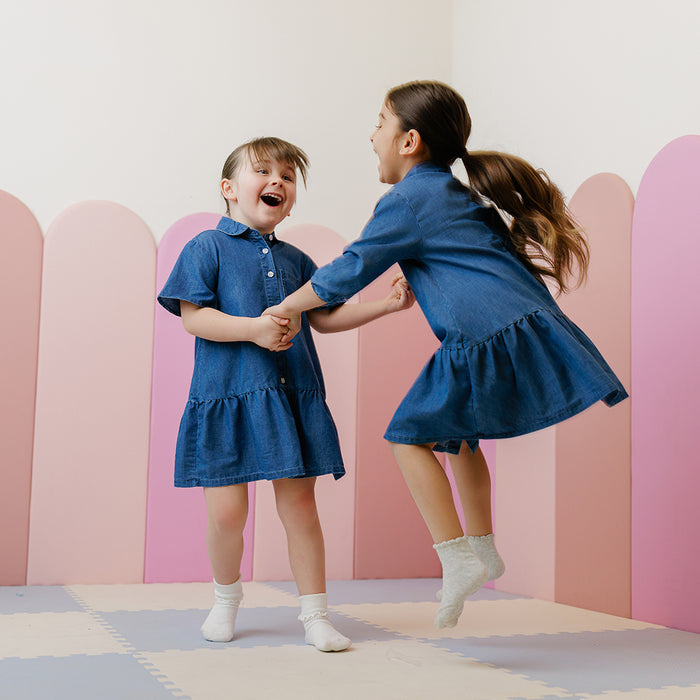 3/4 SLEEVES DROP RUFFLE POCKET DRESS