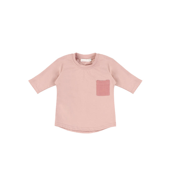 3/4 SLEEVES GAUZE POCKET TSHIRT