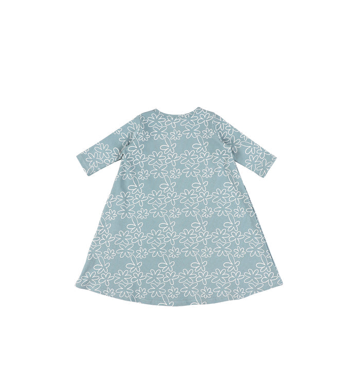 3/4 SLEEVES GEOMETRIC FLOWER DRESS