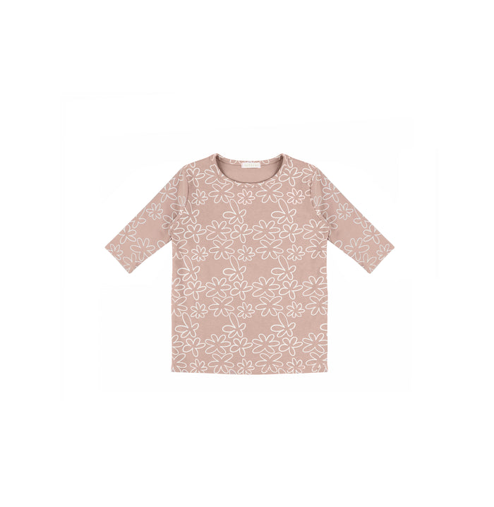 3/4 SLEEVES GEOMETRIC FLOWER TSHIRT
