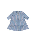 3/4 SLEEVES RED STRIPE TIERED DRESS