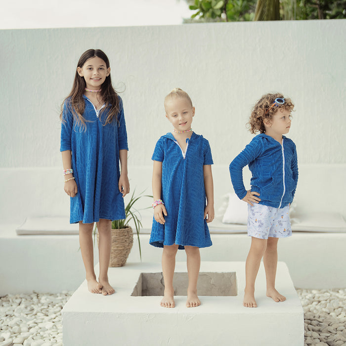 3/4 SLEEVES TEXTURED TERRY DRESS