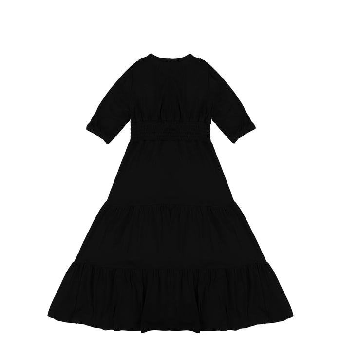 3/4 SLEEVES WAISTED MAXI DRESS