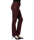 4 (30x31.5) Gloria Vanderbilt Rail Straight Stretch Jeans Port Wine Leopard