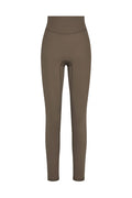 Front view of Acadia Legging in stone jersey showcasing high-rise waistband and slim full-length fit on white background