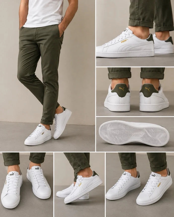PUMA Ace Court Men's Sneakers White Green – 406570-01, New In Box