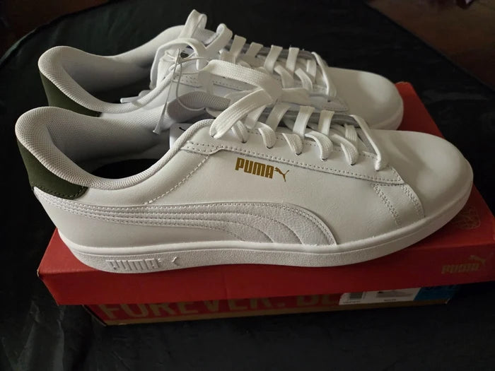 PUMA Ace Men's Court Sneakers White Green – Casual Athletic Shoes, Size 12 New