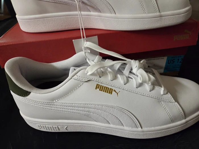 PUMA Ace Men's Court Sneakers White Green – Casual Athletic Shoes, Size 12 New