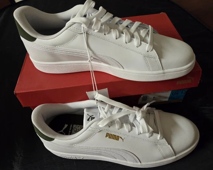 PUMA Ace Men's Court Sneakers White Green – Casual Athletic Shoes, Size 12 New