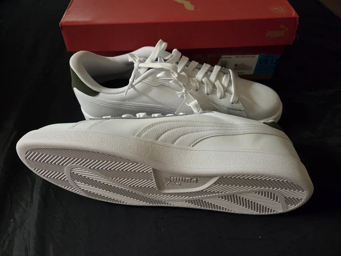 PUMA Ace Men's Court Sneakers White Green – Casual Athletic Shoes, Size 12 New