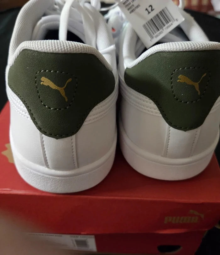PUMA Ace Men's Court Sneakers White Green – Casual Athletic Shoes, Size 12 New