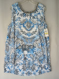 Alfani Island Poetry Women Small Floral Sleeveless Blouse Shirt Deco Neck