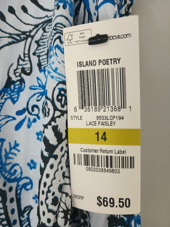 Alfani Island Poetry Women Small Floral Sleeveless Blouse Shirt Deco Neck