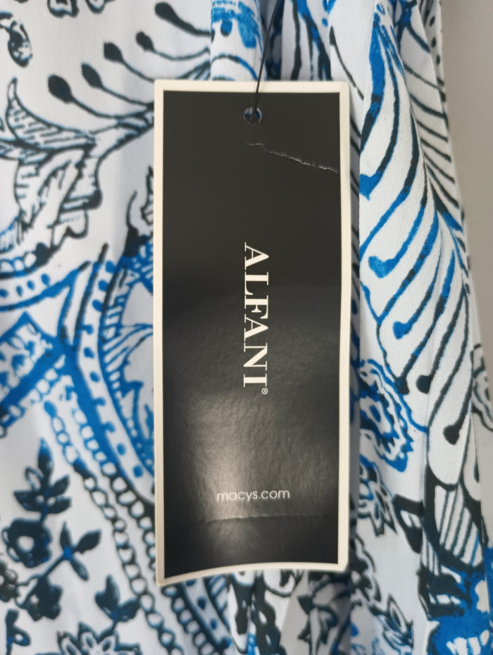 Alfani Island Poetry Women Small Floral Sleeveless Blouse Shirt Deco Neck
