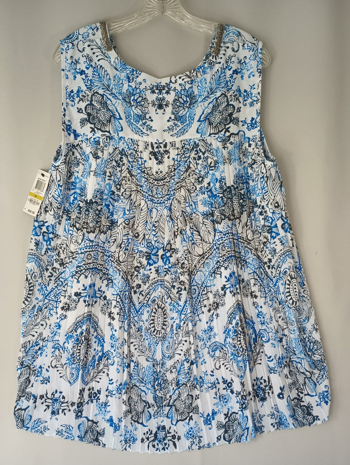 Alfani Island Poetry Women Small Floral Sleeveless Blouse Shirt Deco Neck