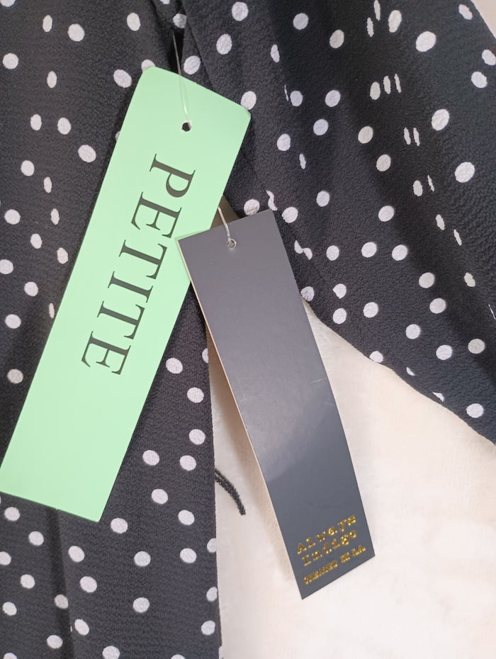 Always Indigo Size PS Top Black White Polka Dots Shirt