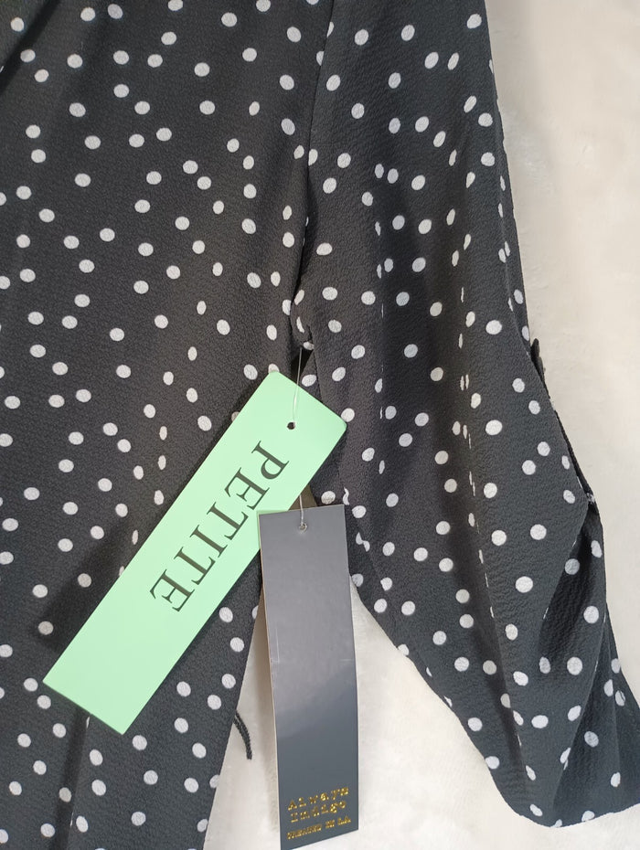 Always Indigo Size PS Top Black White Polka Dots Shirt