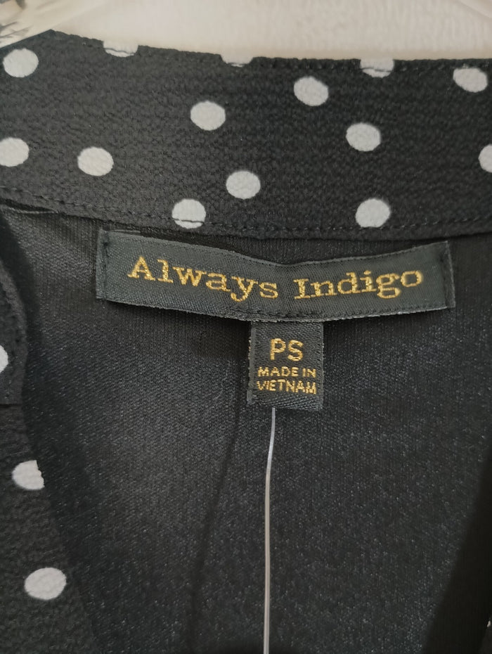 Always Indigo Size PS Top Black White Polka Dots Shirt