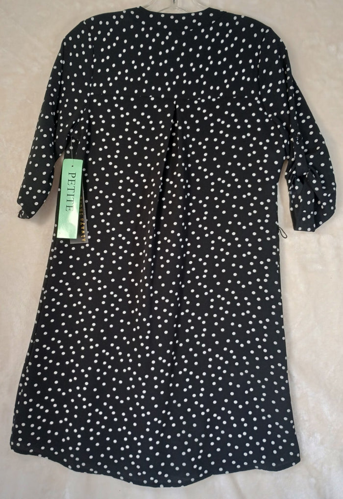 Always Indigo Size PS Top Black White Polka Dots Shirt