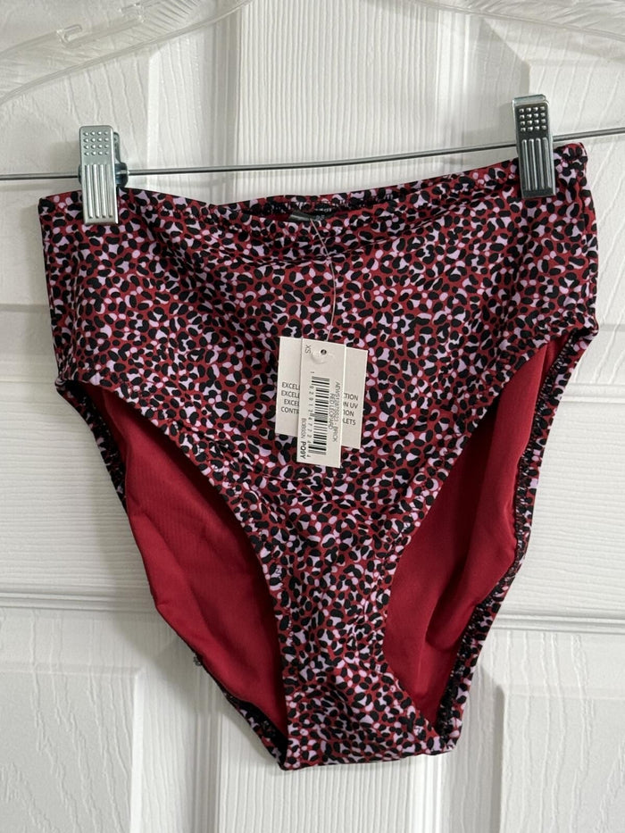 Amazon Essentials Red Leopard Print High‑Waisted Bikini Bottoms