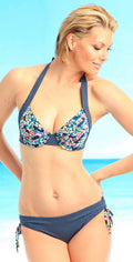 Anne Cole Ditsy Floral Tie Side Bottom in Navy