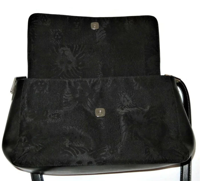 Anne Klein Black Fabric Handbag – Women's Designer Purse with Lion Design
