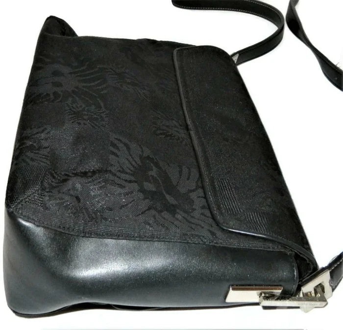 Anne Klein Black Fabric Handbag – Women's Designer Purse with Lion Design