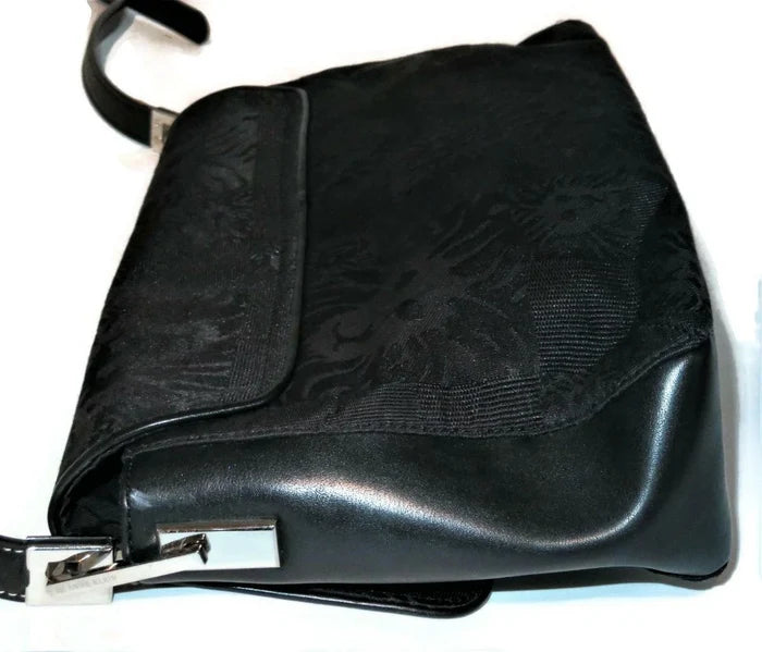 Anne Klein Black Fabric Handbag – Women's Designer Purse with Lion Design
