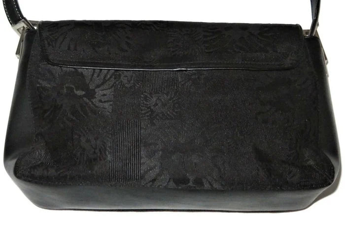 Anne Klein Black Fabric Handbag – Women's Designer Purse with Lion Design