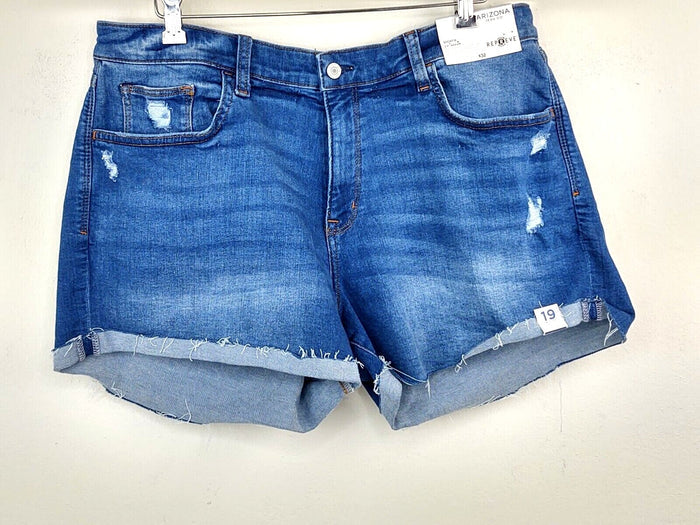 Arizona Jean Women 36"W Repreve 2.5" Inseam Cuffed Shortie Blue Demin Short