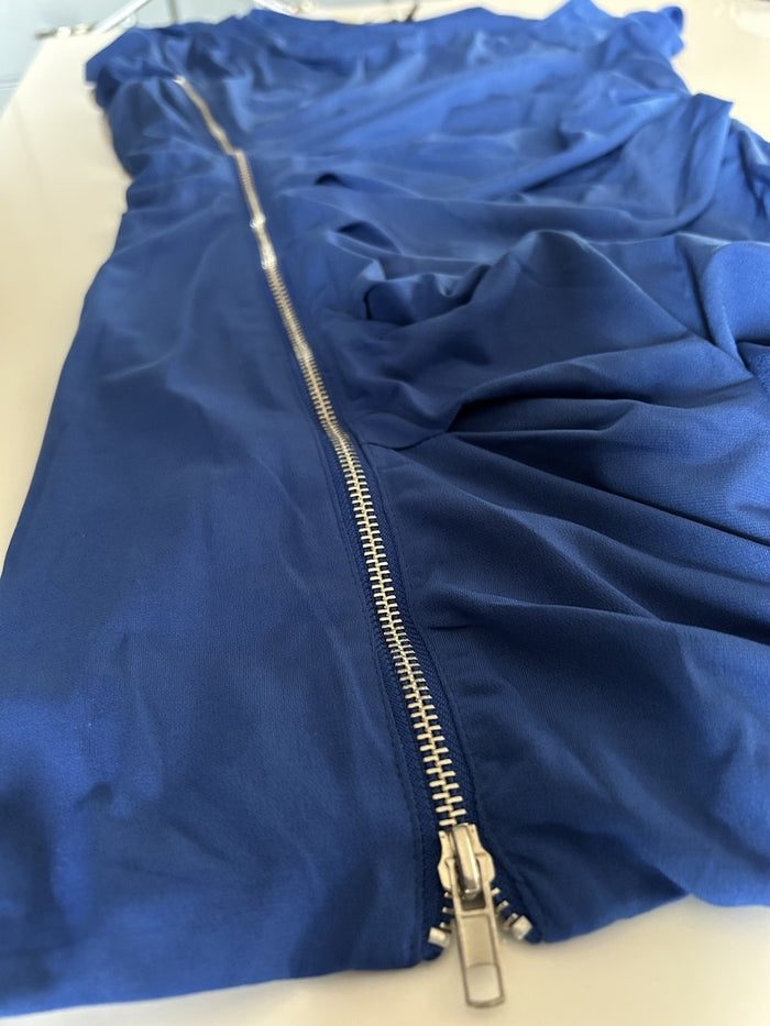 Ark & Co Asymmetric Zipper Party dress Size Large in Blue