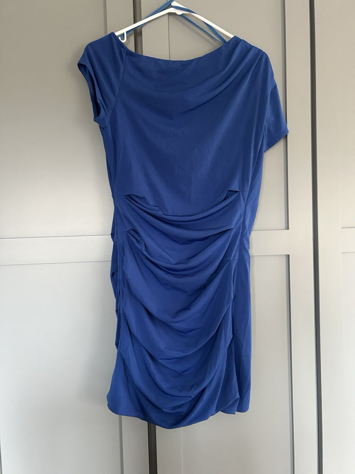 Ark & Co Asymmetric Zipper Party dress Size Large in Blue