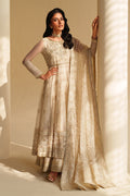 NAQSHI Aroha off-white organza and raw-silk 3-piece semi-formal ready-to-wear dress with intricate adda and sequin embroidery for weddings and festive occasions