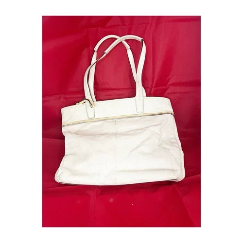 Coach Audrey Leigh Off White Signature Logo Handbag – Yellow Accent Women's Purse