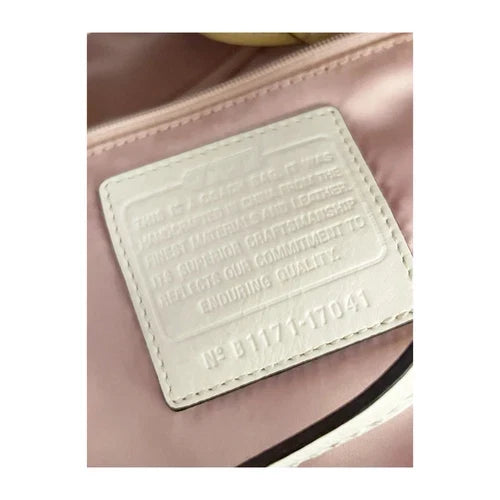 Coach Audrey Leigh Off White Signature Logo Handbag – Yellow Accent Women's Purse