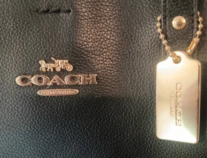 Authentic Coach New York Black Tote Handbag – Horse and Carriage Logo Women's Purse