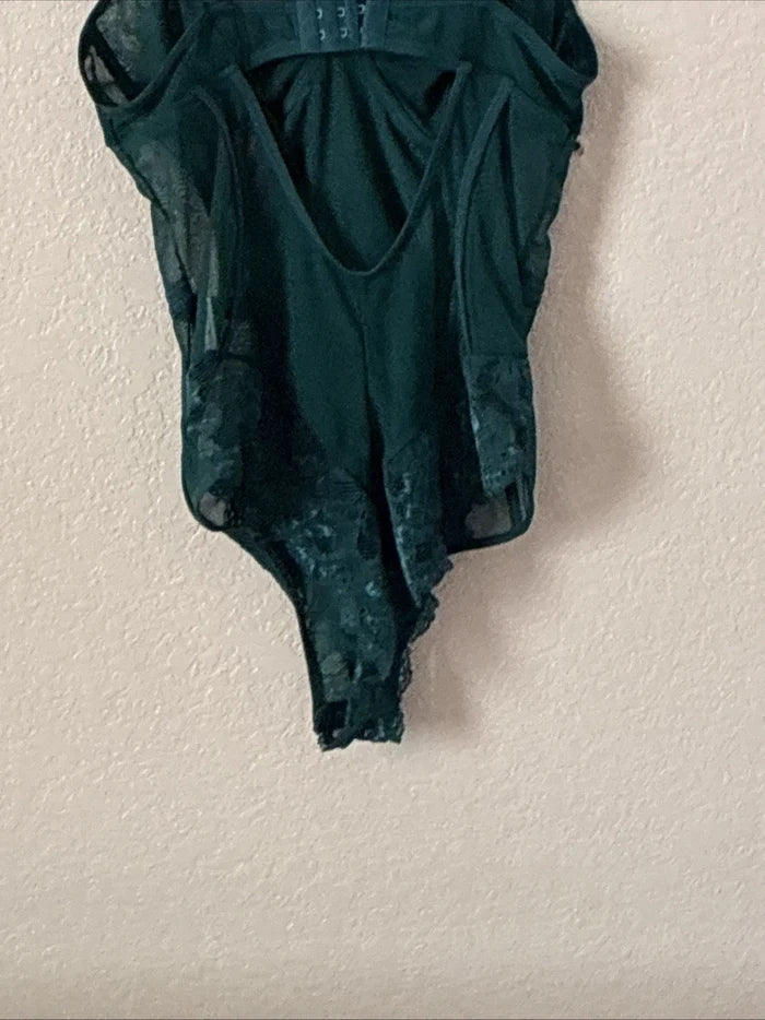 Avidlove Women's Green Lace See-Through One Piece Lingerie Bodysuit Size S NWT