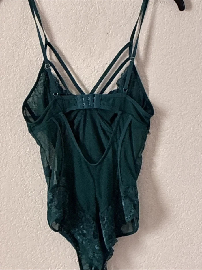 Avidlove Women's Green Lace See-Through One Piece Lingerie Bodysuit Size S NWT