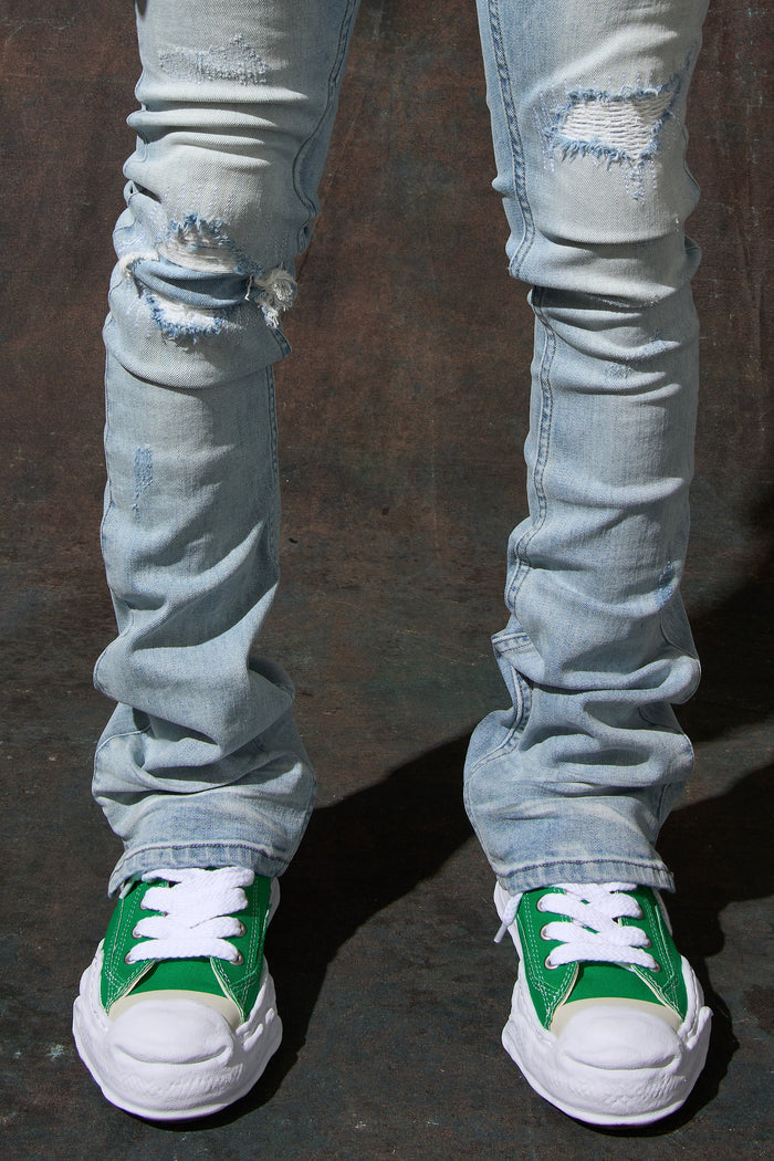 "AZUL" Stacked Jeans