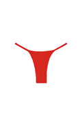 Front view of Barbados Bottom in Chili Pepper crinkle showing thin side straps, high-cut leg, and crinkle texture on white background