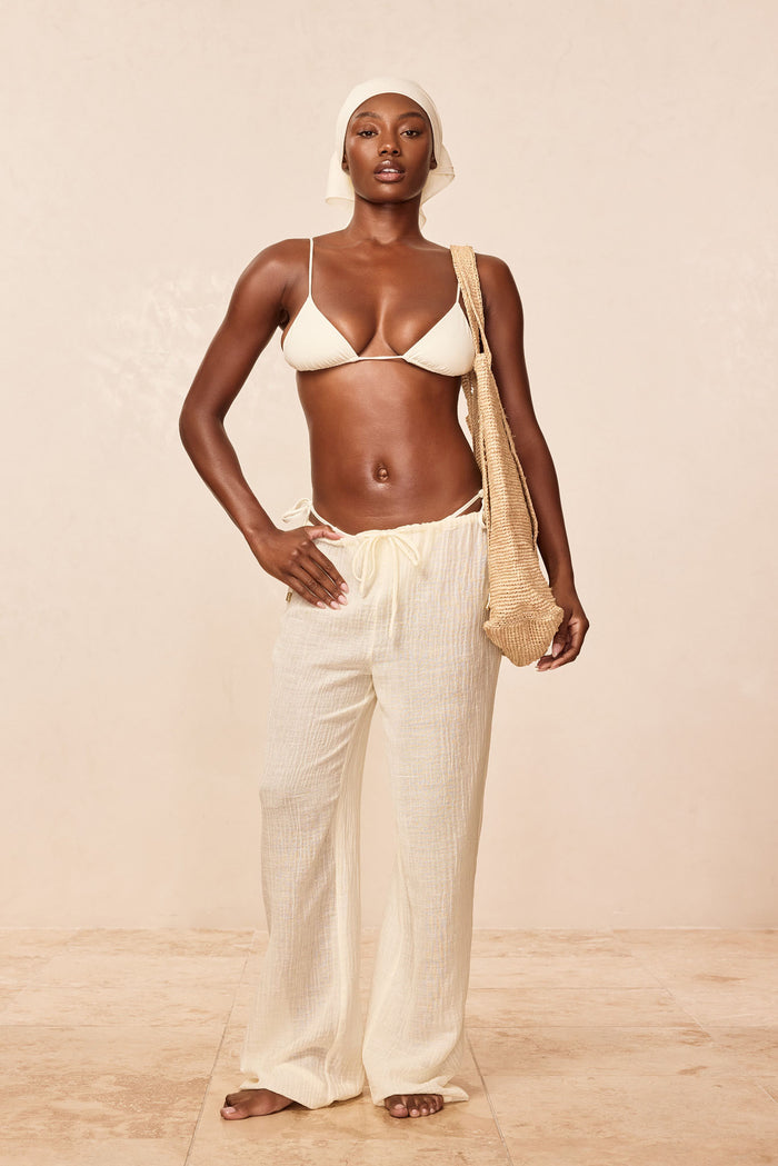 Belize Pant - Ivory Crinkle Linen