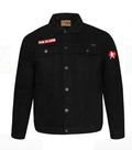 Black Embroidered Denim Jacket - Silhouette design